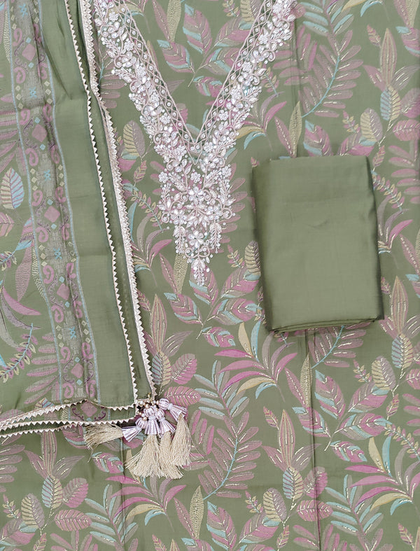 Festive Unstitched Printed Muslin Fancy Suit