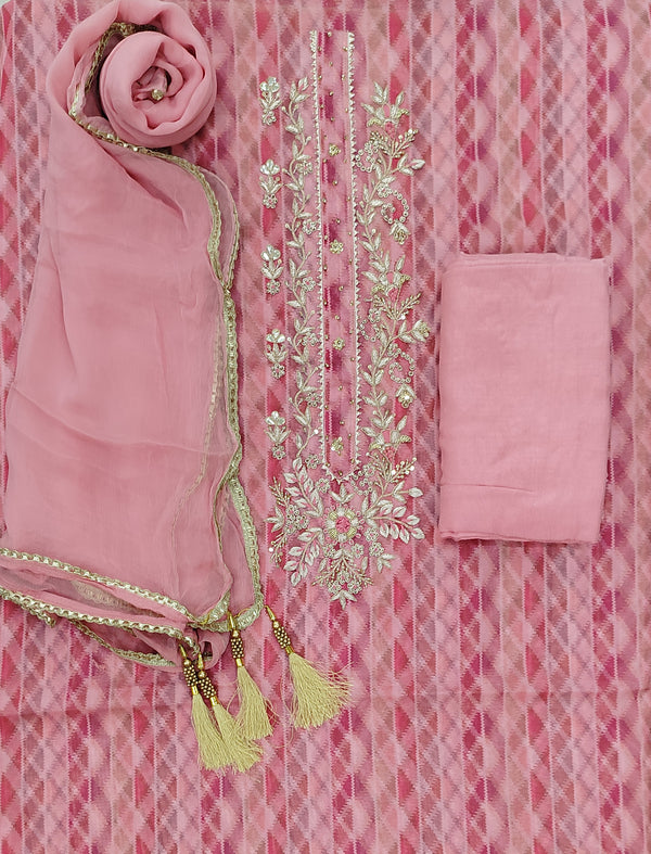 Festive Unstitched Printed Organza Fancy Suit