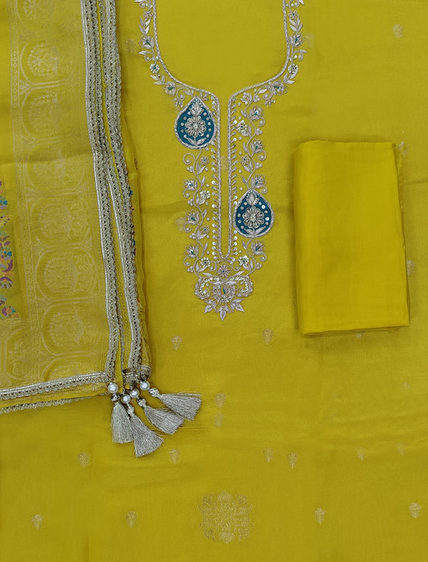 Festive Embroidery Unstitched Tissue Fancy Suit