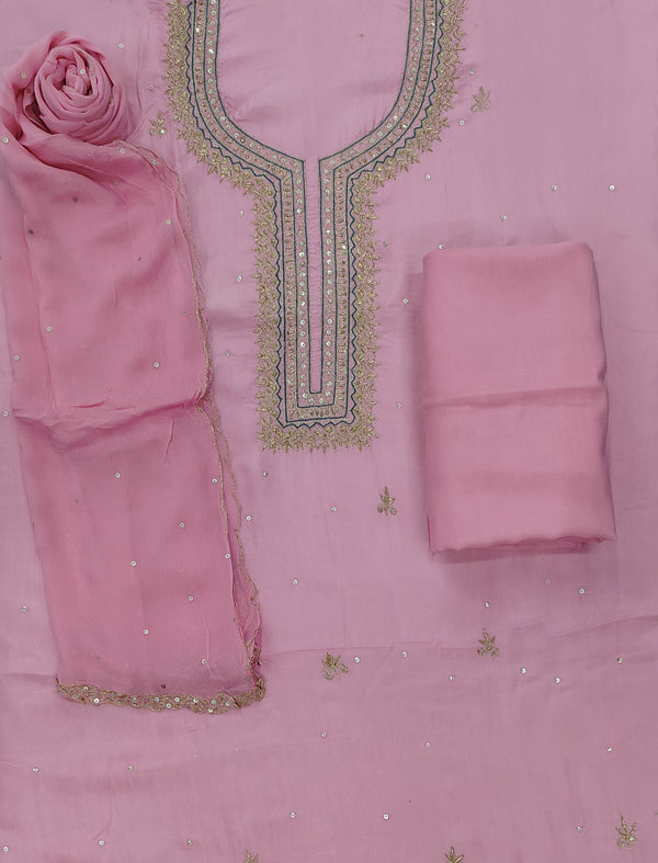 Festive Hand Work Unstitched Dola Silk Fancy Suit