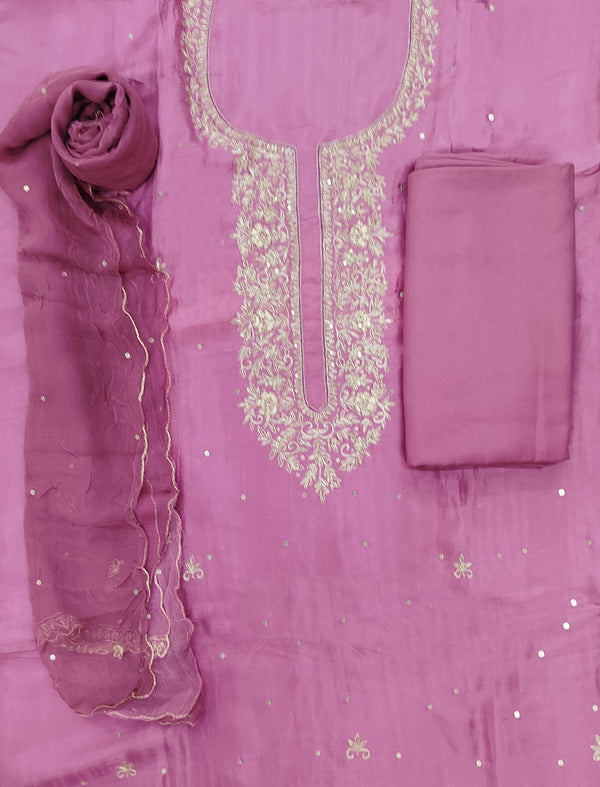 Festive Hand Work Unstitched Dola Silk Fancy Suit