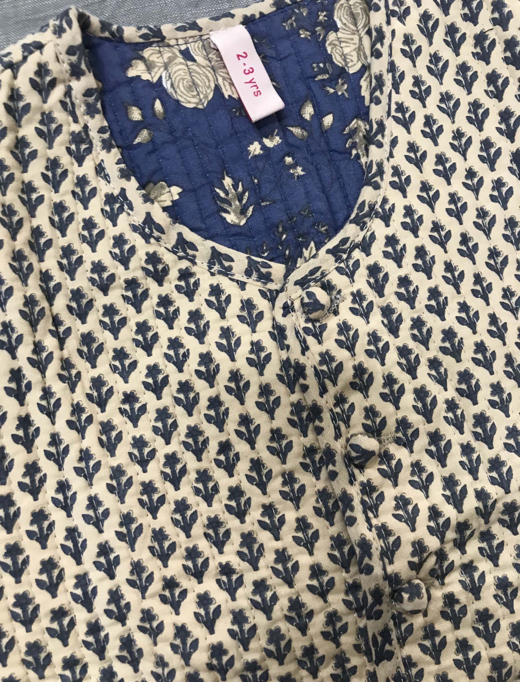 Block Printed Cotton Reversible Jacket For Kids