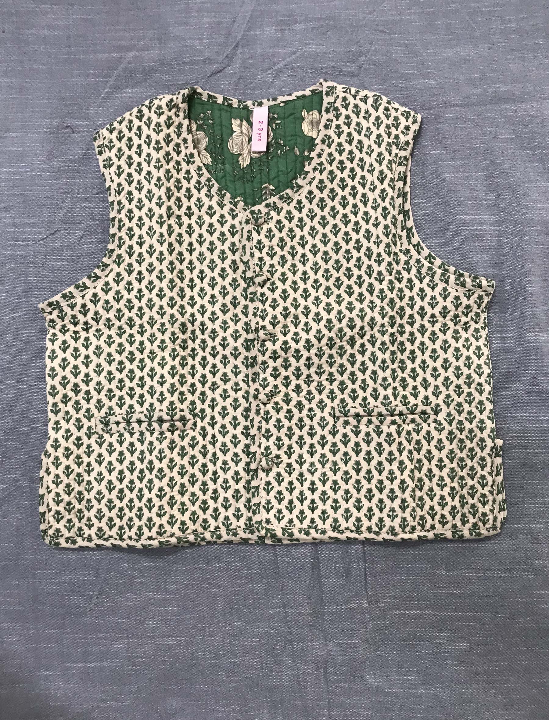 Block Printed Cotton Reversible Jacket For Kids