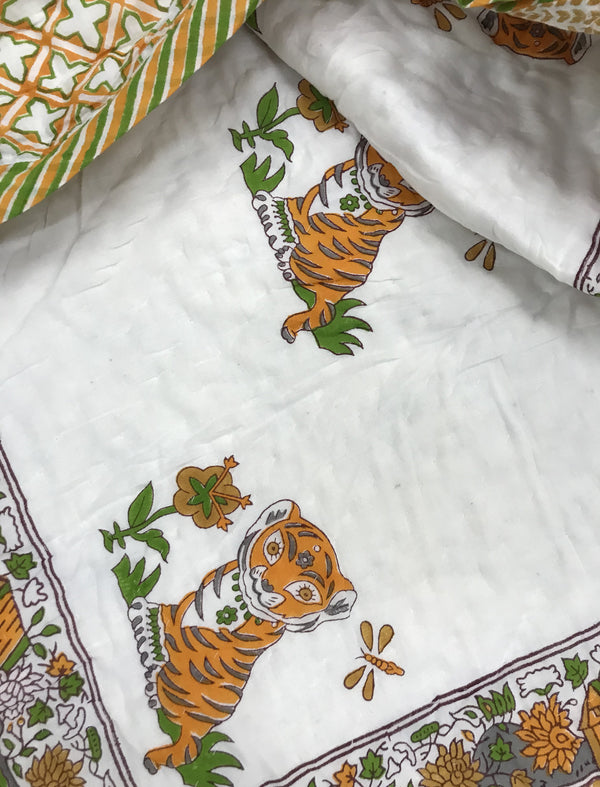 Hand Block Printed Cotton Quilt For Kids