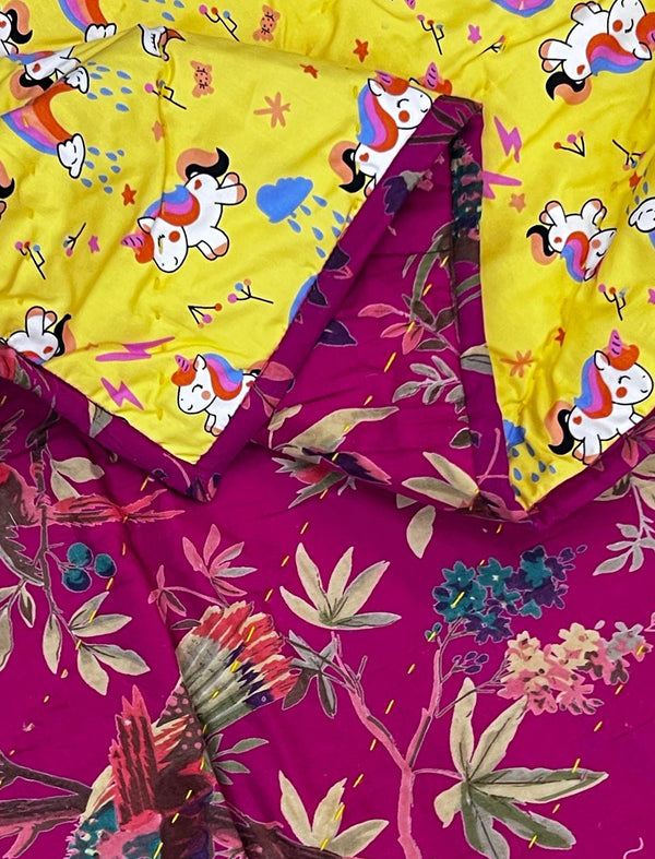 Hand Block Printed Cotton Quilt For Kid