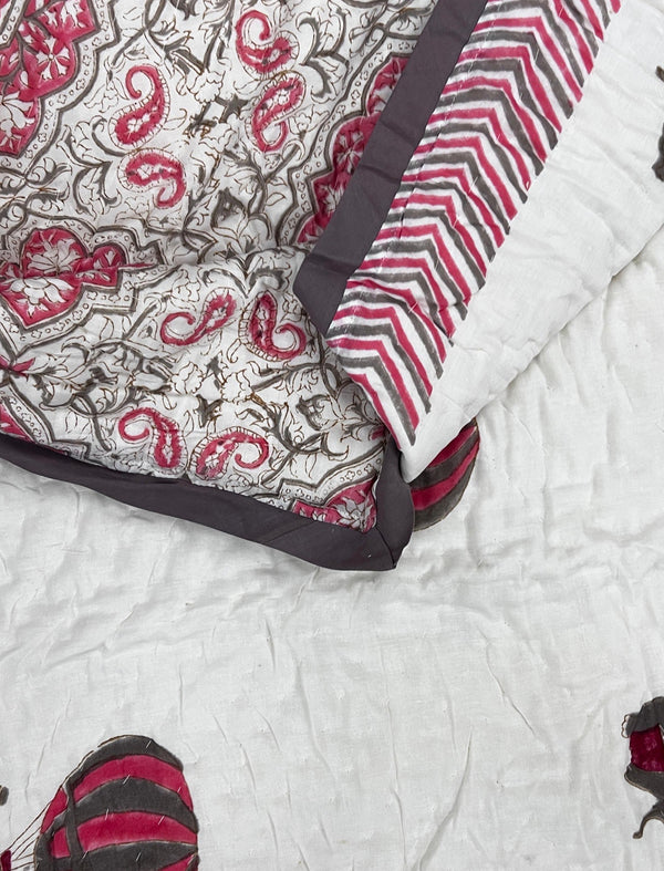 Hand Block Printed Cotton Quilt For Kid