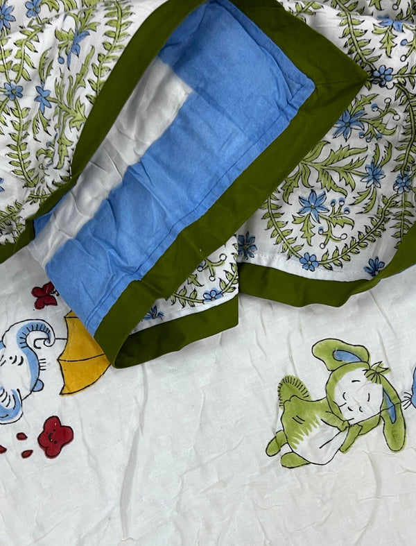 Hand Block Printed Cotton Quilt For Kid
