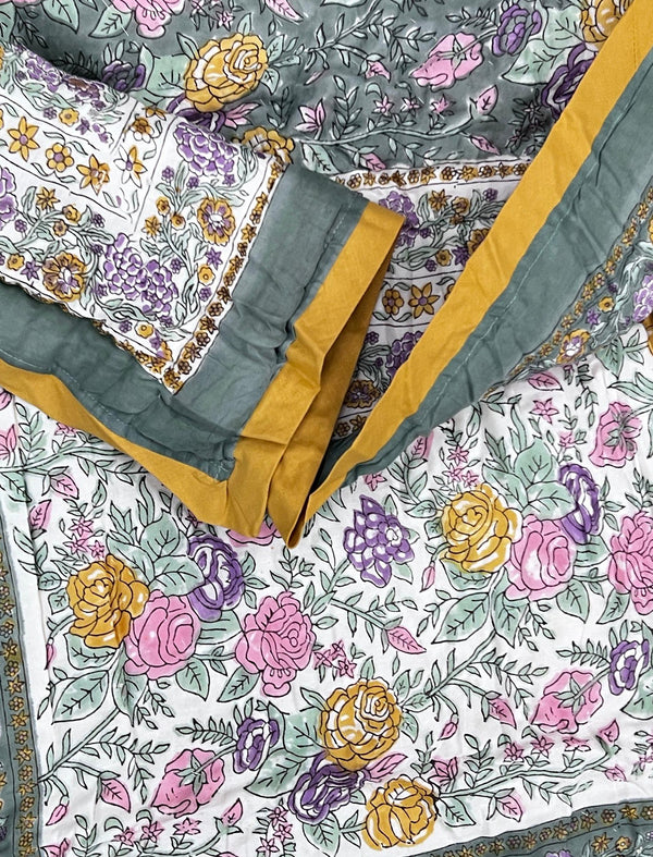 Hand Block Printed Cotton Quilt For Kid