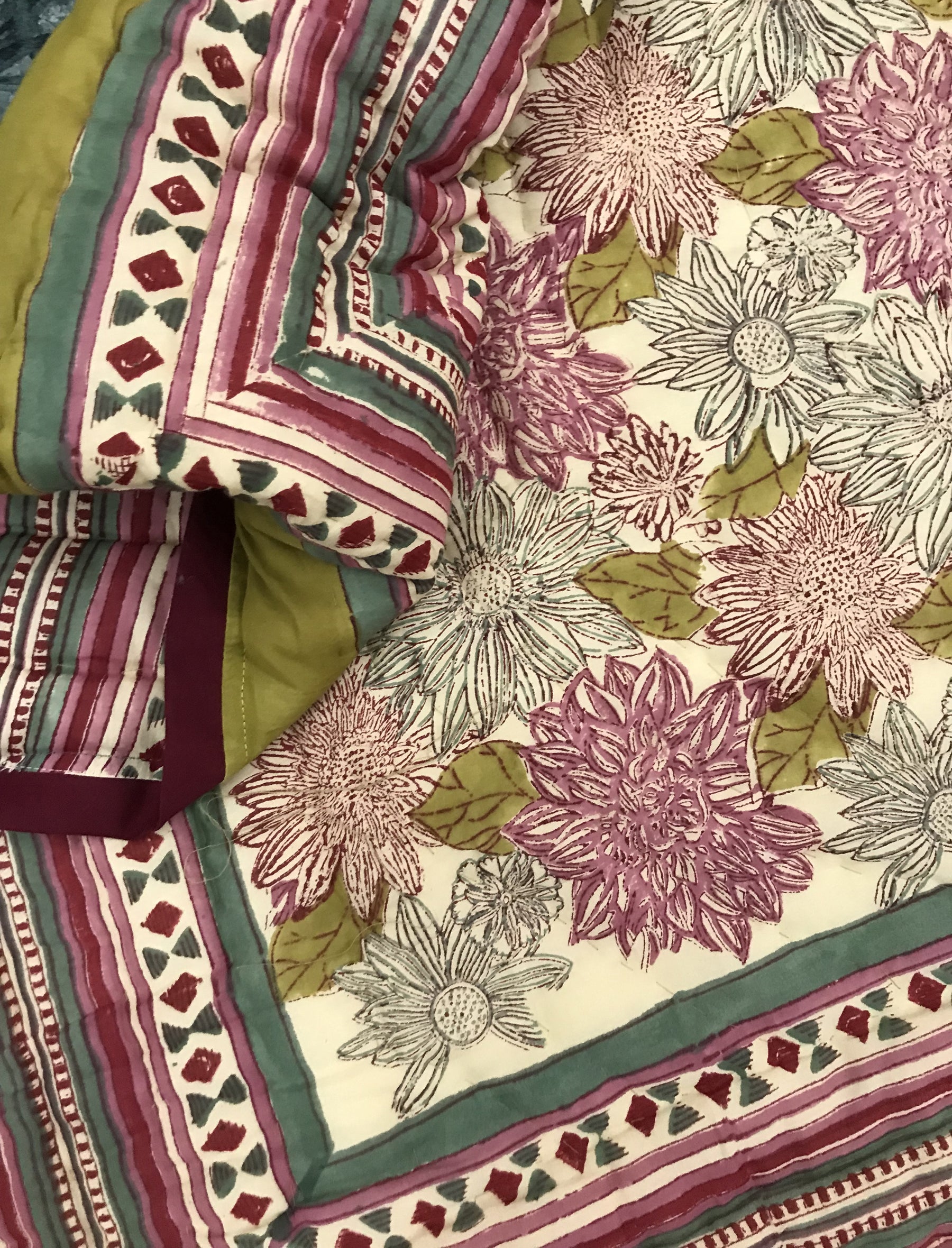 Hand Block Printed Cotton Quilt For Kid