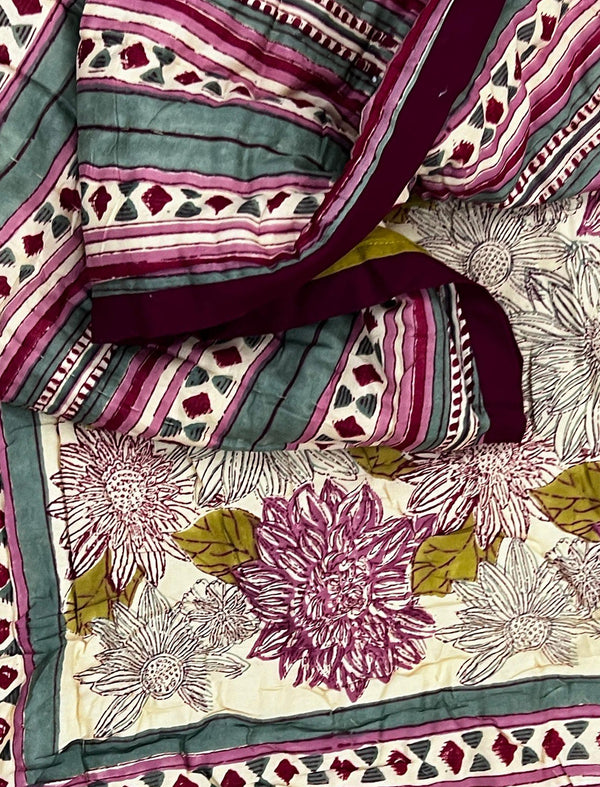 Hand Block Printed Cotton Quilt For Kid