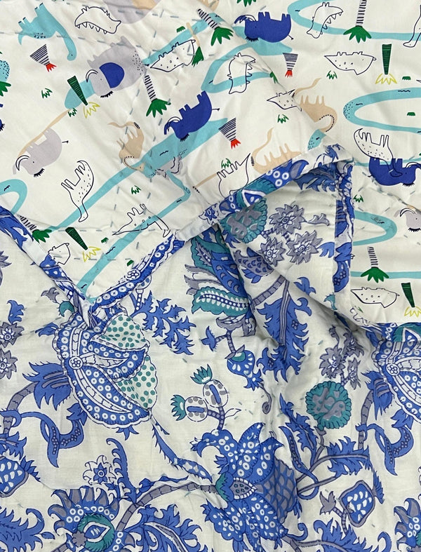 Hand Block Printed Cotton Quilt For Kid