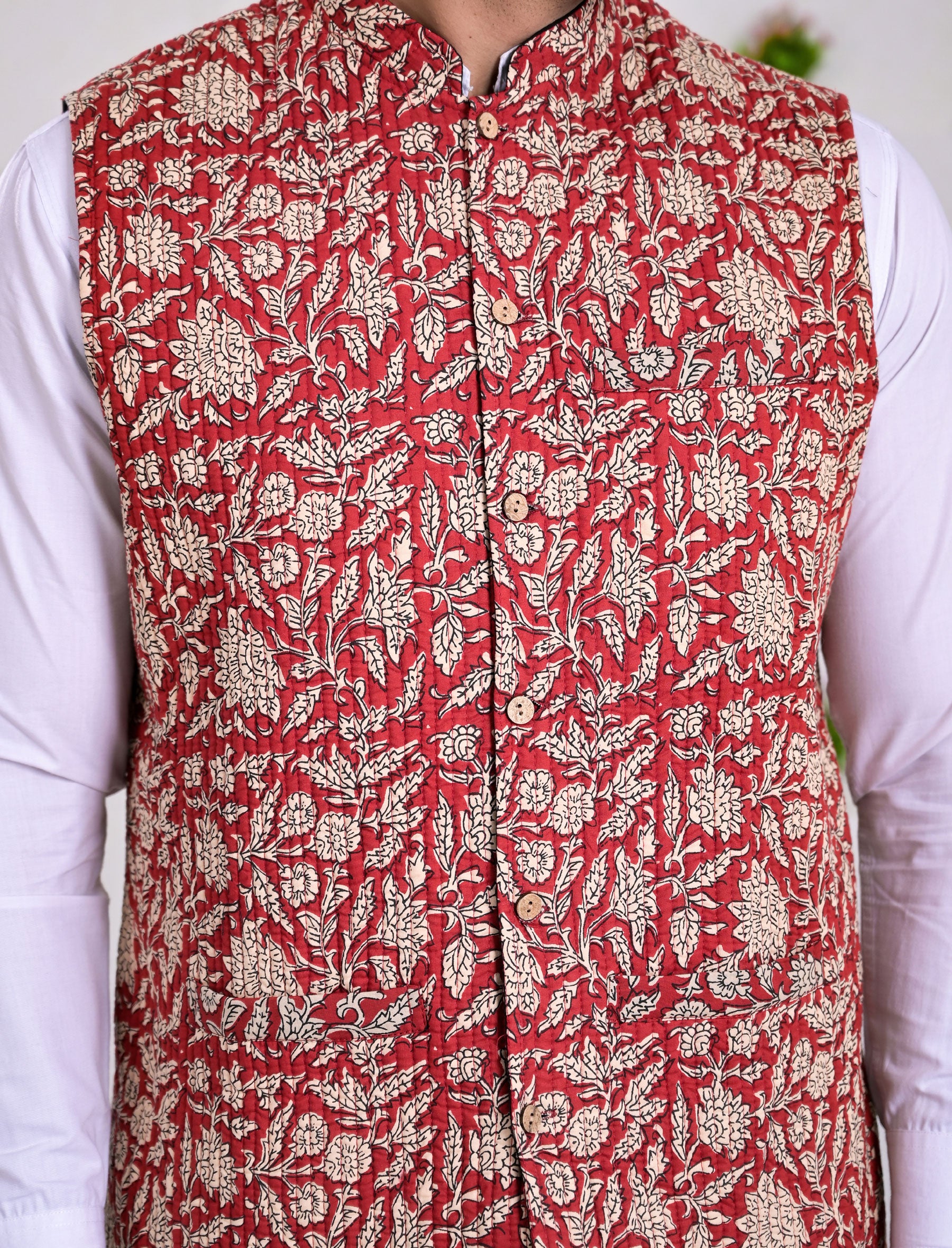 Block Printed Winter Jacket For Men