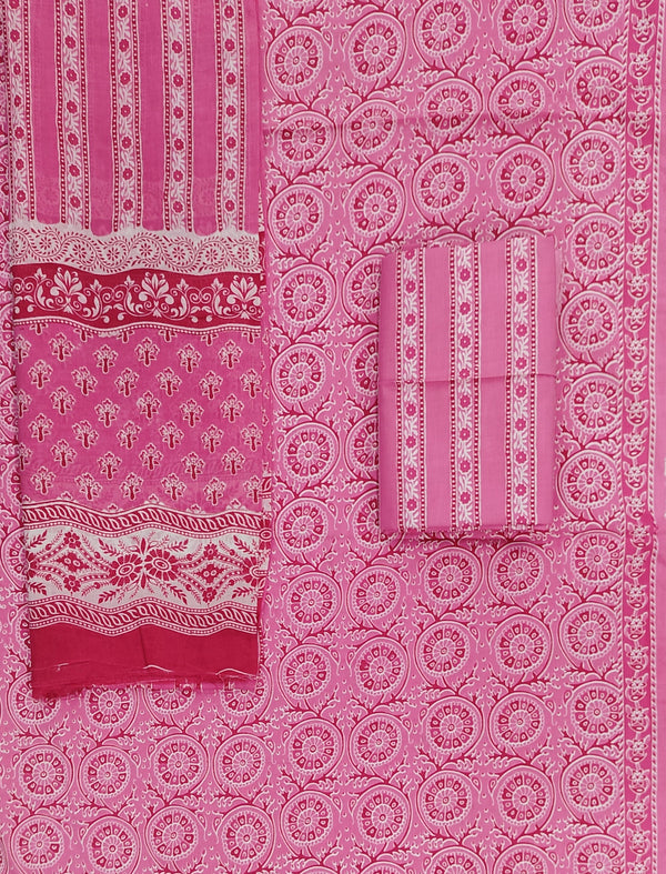 Block Printed Unstitched Dress Material With Cotton Dupatta