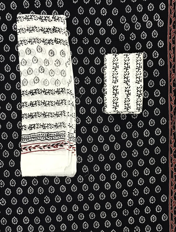 Block Printed Unstitched Dress Material With Cotton Dupatta