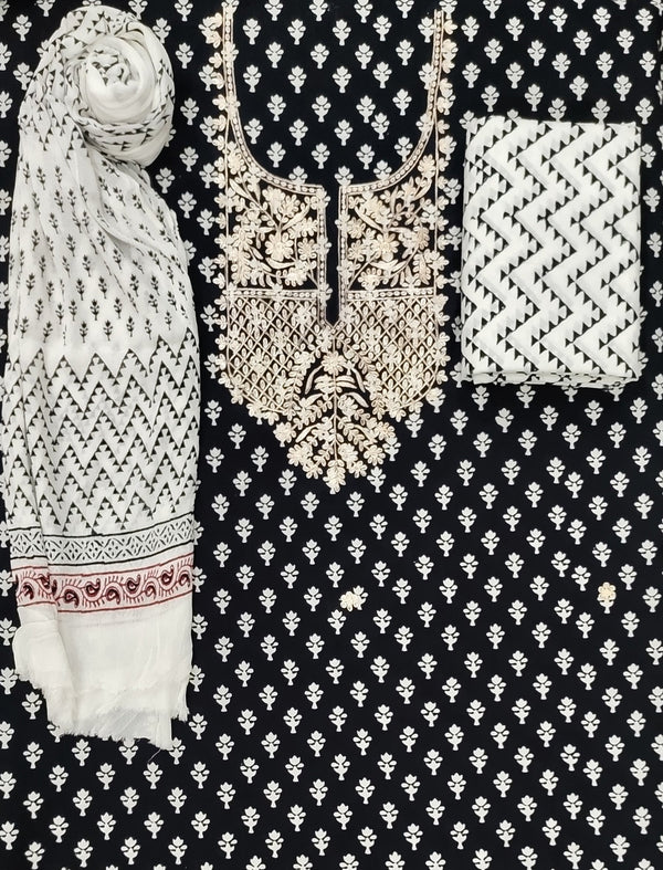 Neckline Cotton Printed Unstitched Suit