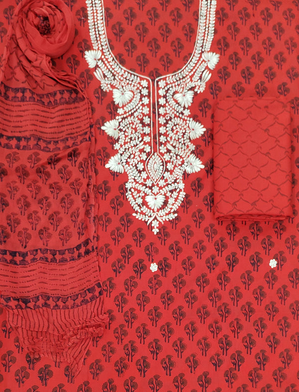 Neckline Cotton Printed Unstitched Suit