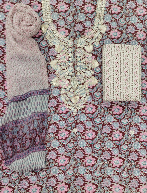 Neckline Cotton Printed Unstitched Suit