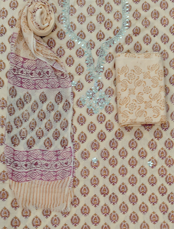 Neckline Cotton Printed Unstitched Suit