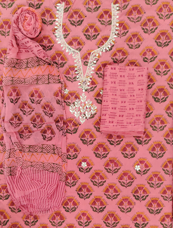 Neckline Cotton Printed Unstitched Suit