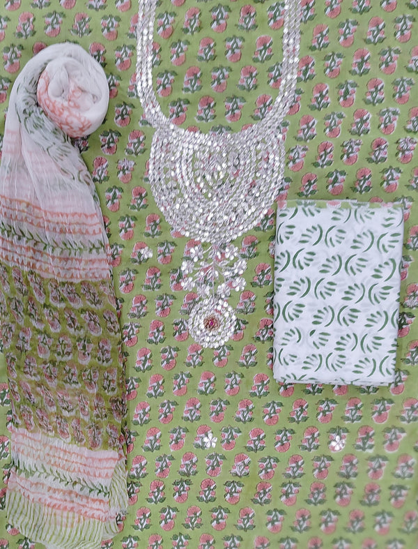 Neckline Cotton Printed Unstitched Suit