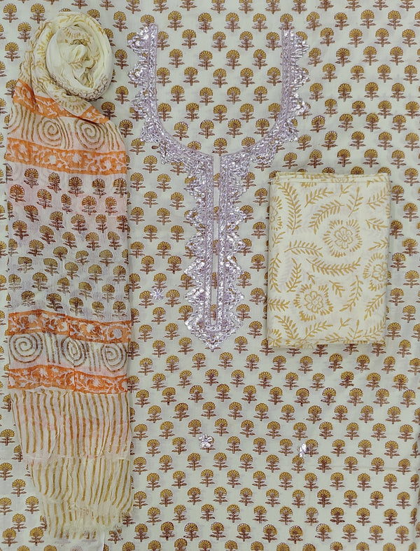 Neckline Cotton Printed Unstitched Suit