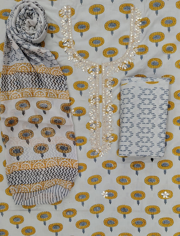 Neckline Cotton Printed Unstitched Suit