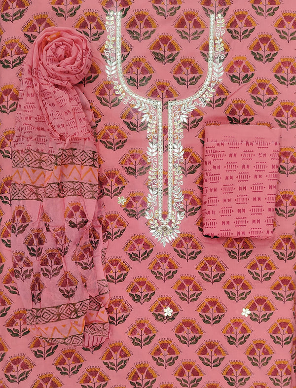 Neckline Cotton Printed Unstitched Suit