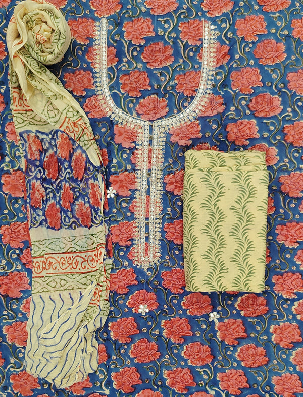 Neckline Cotton Printed Unstitched Suit