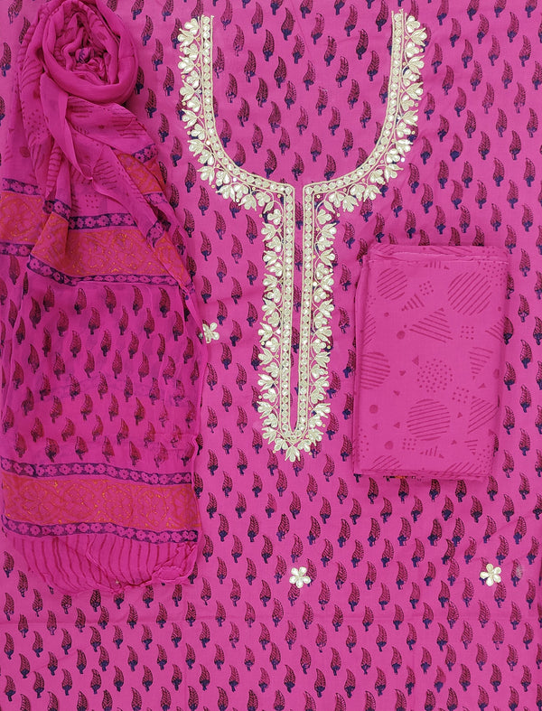 Neckline Cotton Printed Unstitched Suit