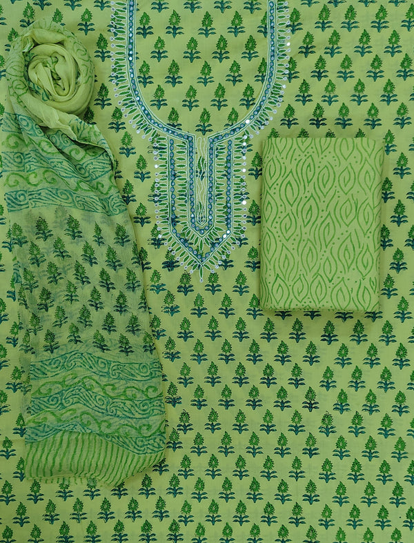 Neckline Cotton Printed Unstitched Suit