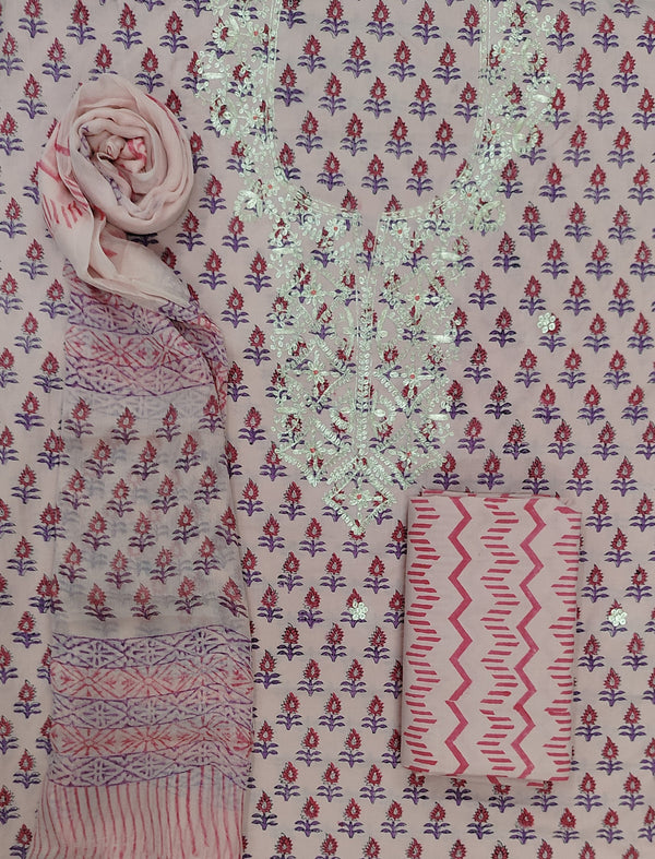 Neckline Cotton Printed Unstitched Suit