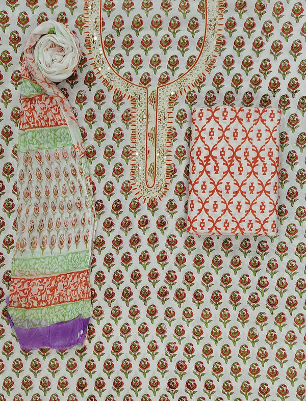 Neckline Cotton Printed Unstitched Suit