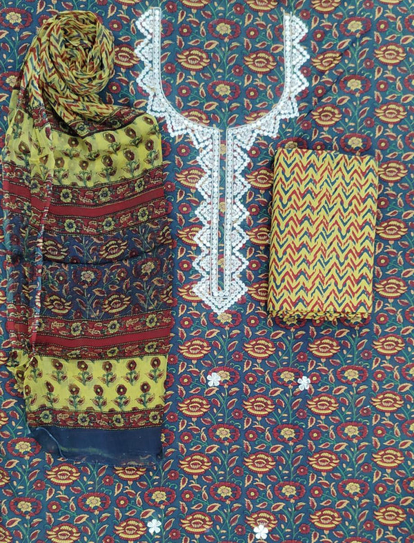 Neckline Cotton Printed Unstitched Suit