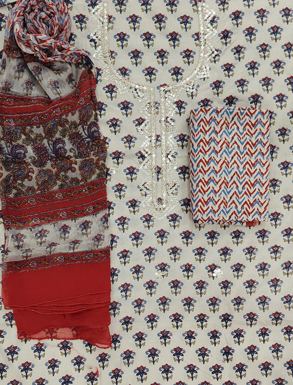 Neckline Cotton Printed Unstitched Suit