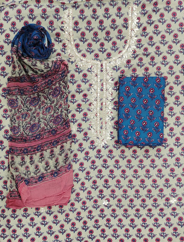 Neckline Cotton Printed Unstitched Suit