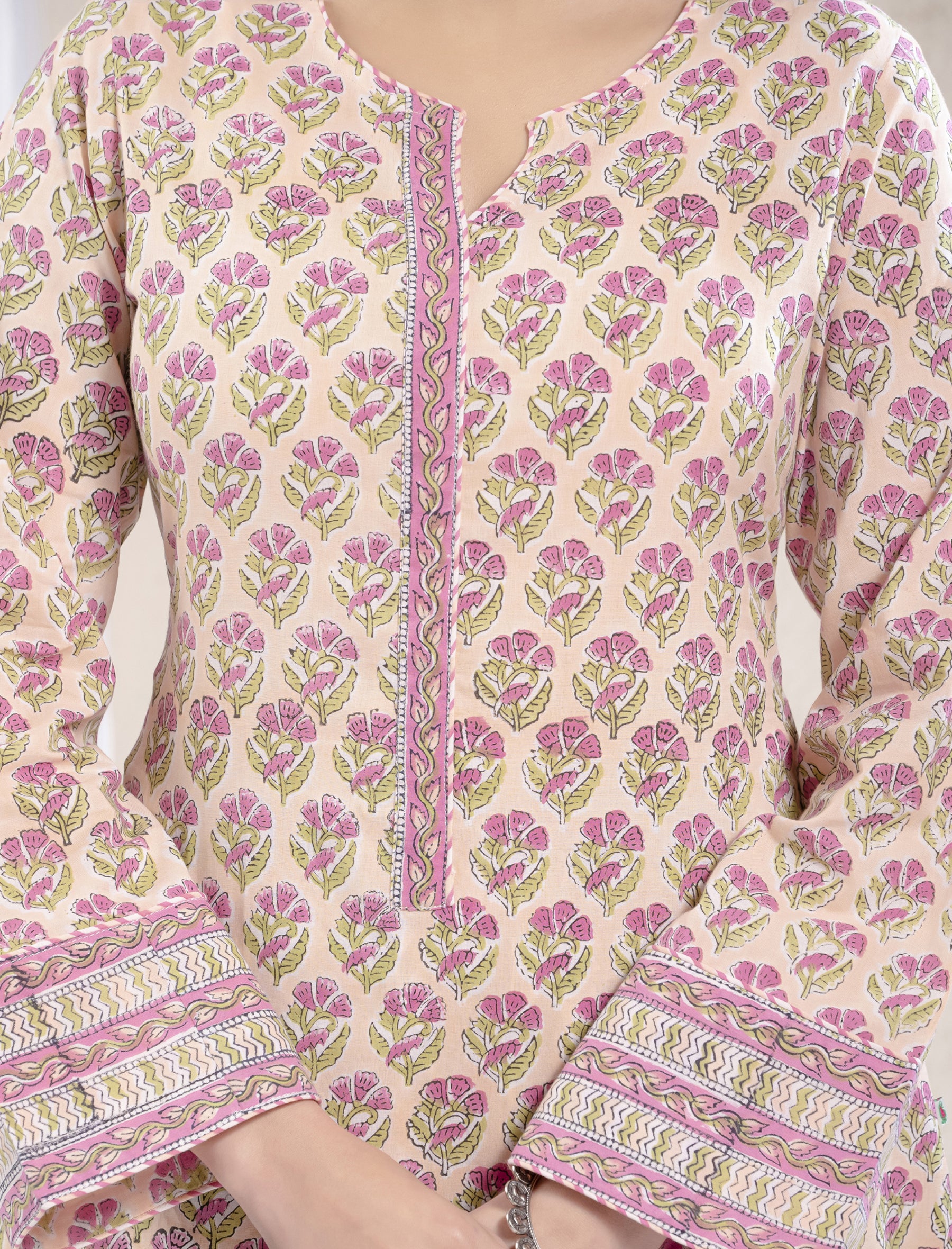 Pastel Cotton Printed Kurta Pant Set