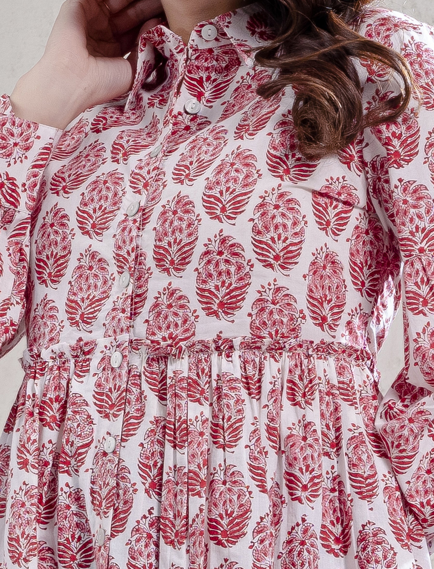 Pink Butta Block Printed Cotton Top