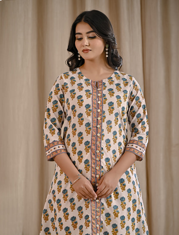 Pista Block Butti Print Kurti main image 0