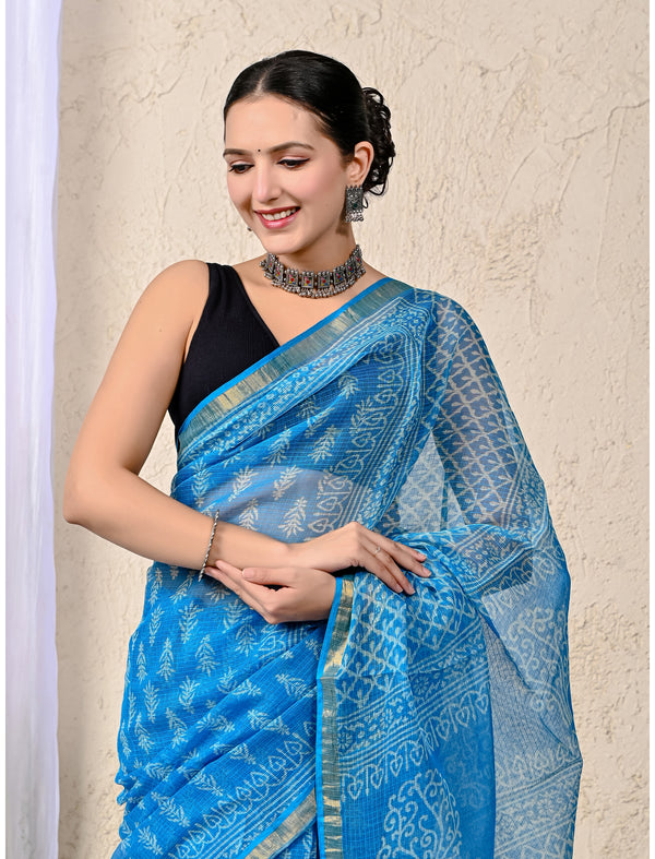 Kota Doriya Printed Saree With Blouse