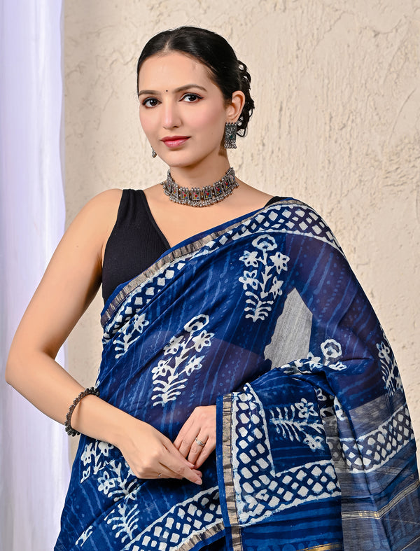 Chanderi Printed Saree With Blouse