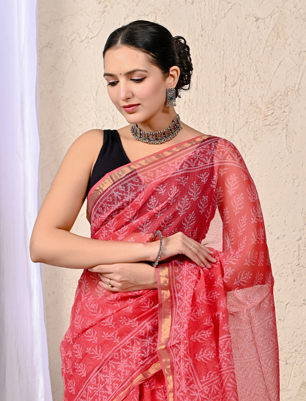 Kota Doriya Printed Saree With Blouse