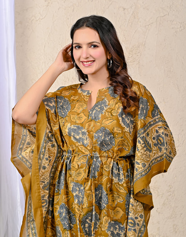 Hand Block Printed Cotton Kaftan