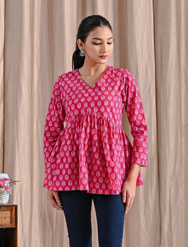 Rani Jaipuri Block Printed Cotton Peplum Top