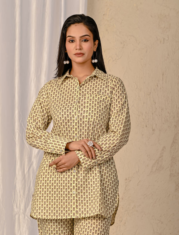 Pastel Barik Butti Printed Cotton Co-Ord Set