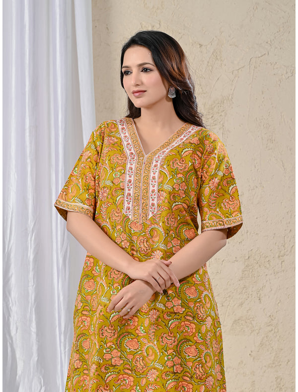 Mustard Cotton Comfortable Night Gown