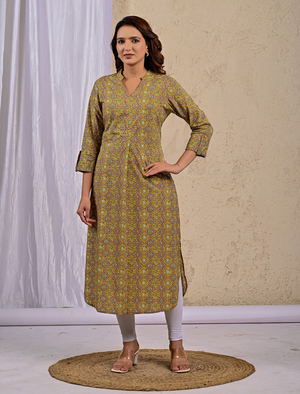 Mehandi Block Printed Straight Kurti – Gulabchand Prints