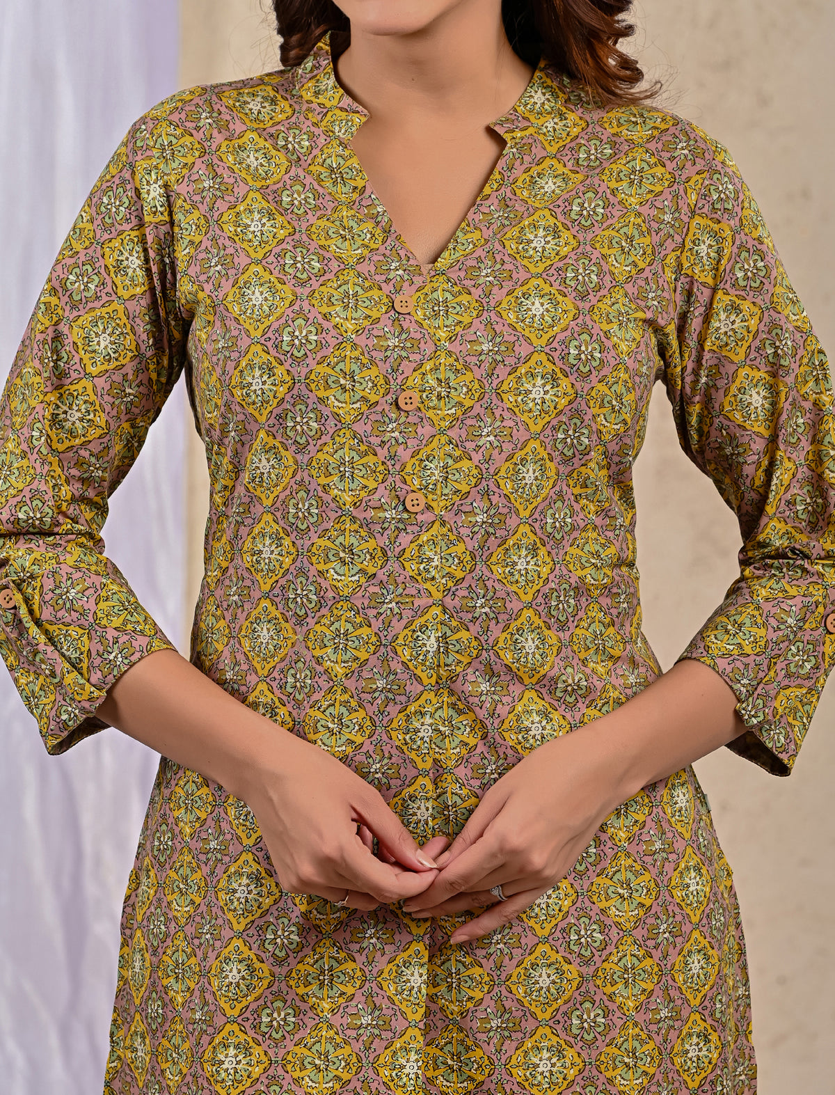 Mehandi Block Printed Straight Kurti – Gulabchand Prints