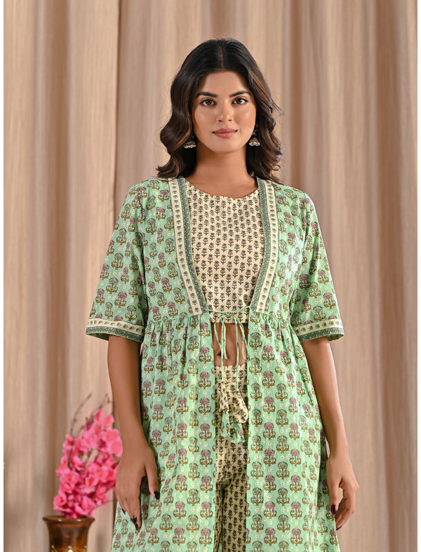 Pista Printed Cotton Shrug Co-Ord Set