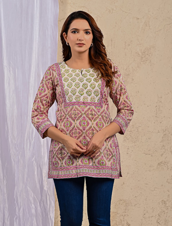 Pastel Butti Cotton Printed Top