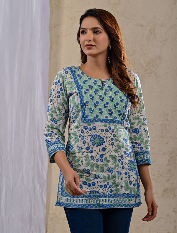 White Jaal Cotton Printed Top